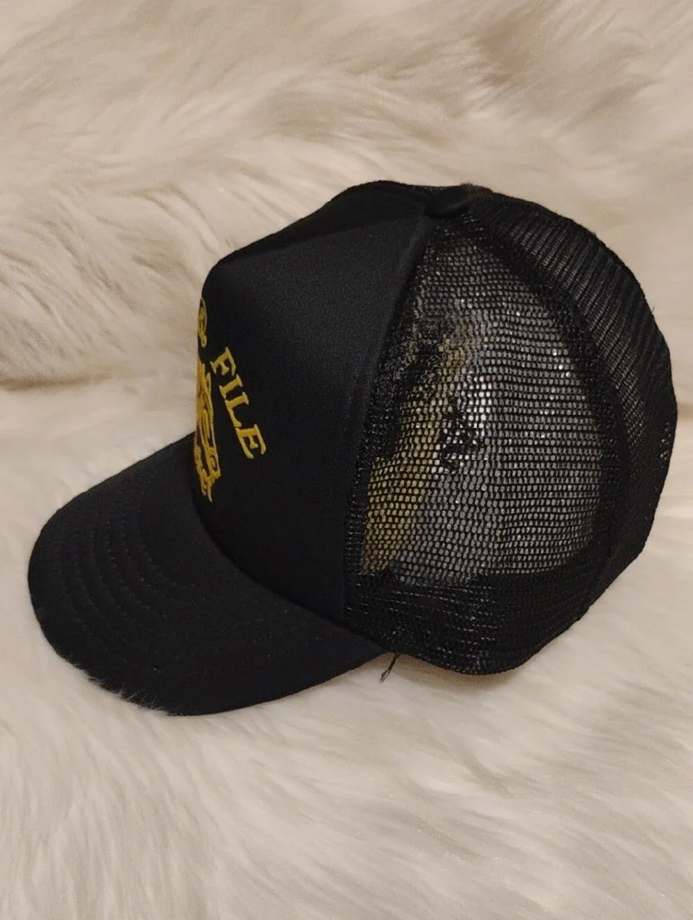 (C-75) RARE! Rank & File Ticket Horse Heads Black/Yellow Trucker Hat